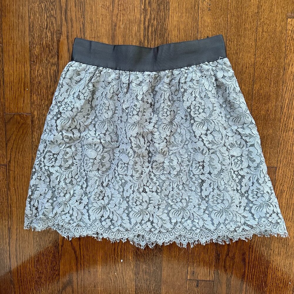 J.Crew Gray Lace Miniskirt with Grosgrain Ribbon
